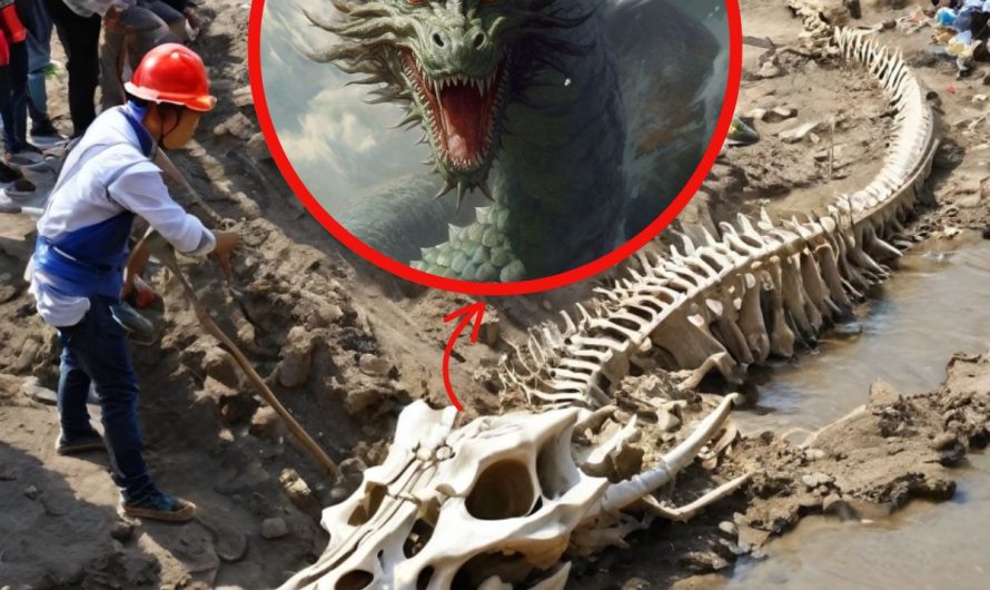 Nation stunned as giant dragon skeleton emerges on Indian riverbank after floods