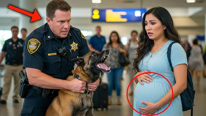 Pregnant woman relentlessly harassed by a K9 dog