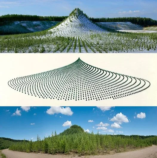 A human-made mountain measuring 420m long, 270m wide, 38m high