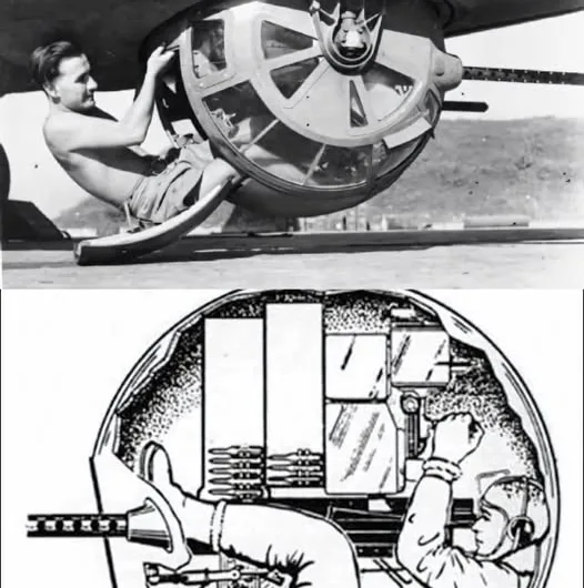 B17 ball turret gunner in World War II