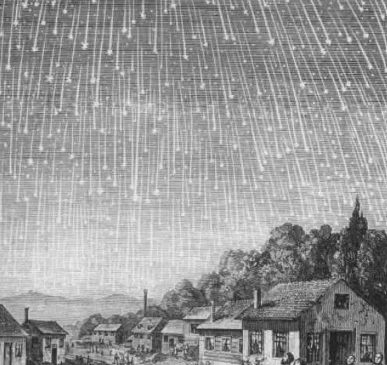 The Night the Stars Fell, observers described thousands of luminous streaks lighting up the sky