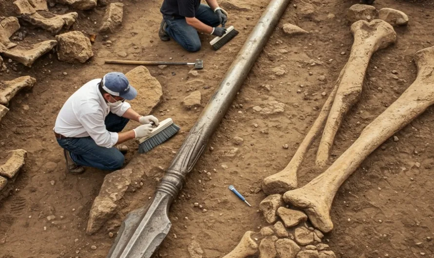 BREAKING NEWS: Giant Warrior Skeleton Unearthed Beside Massive Spear in Remote Valley