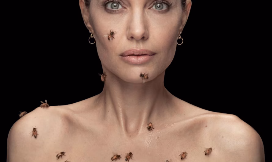 Angelina Jolie poses with swarm of bees to highlight insects’ importance in our environment